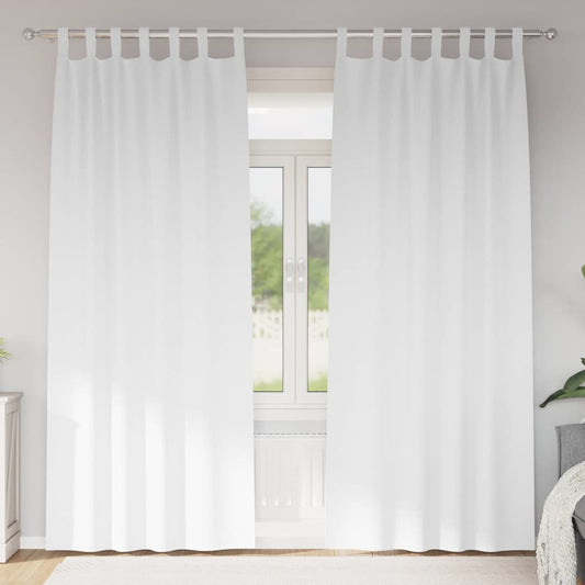 Fekete Függöny Gyűrűkkel 2 pcs Tiszta Fehér 245 x 140 cm