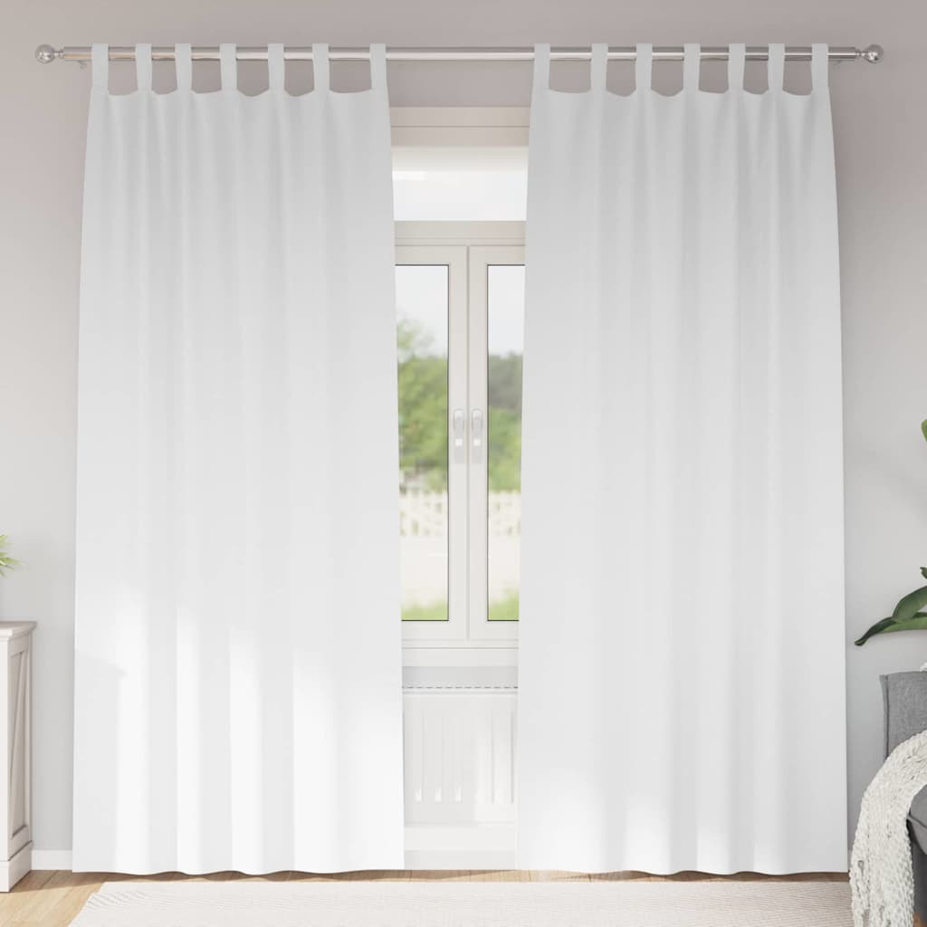 Fekete Függöny Gyűrűkkel 2 pcs Tiszta Fehér 245 x 140 cm
