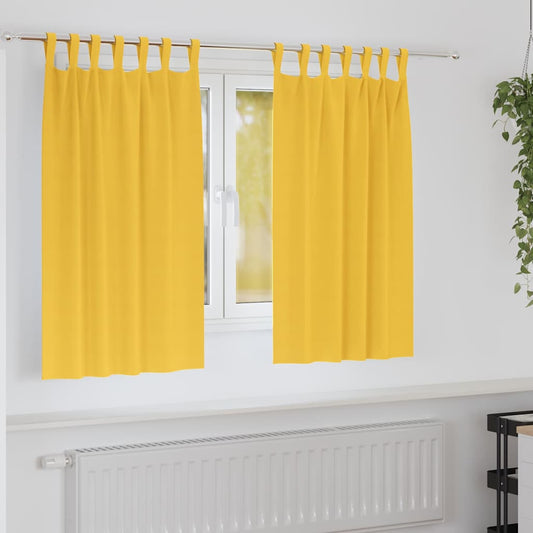 Fekete Függöny Gyűrűkkel 2 pcs Mustár sárga 140 x 140 cm
