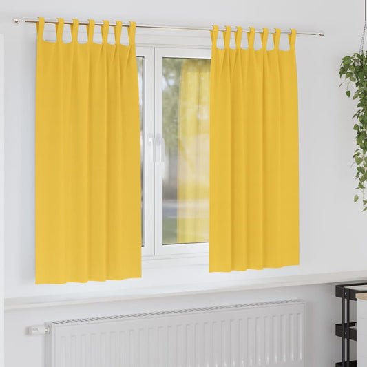 Fekete Függöny Gyűrűkkel 2 pcs Mustár sárga 175 x 140 cm