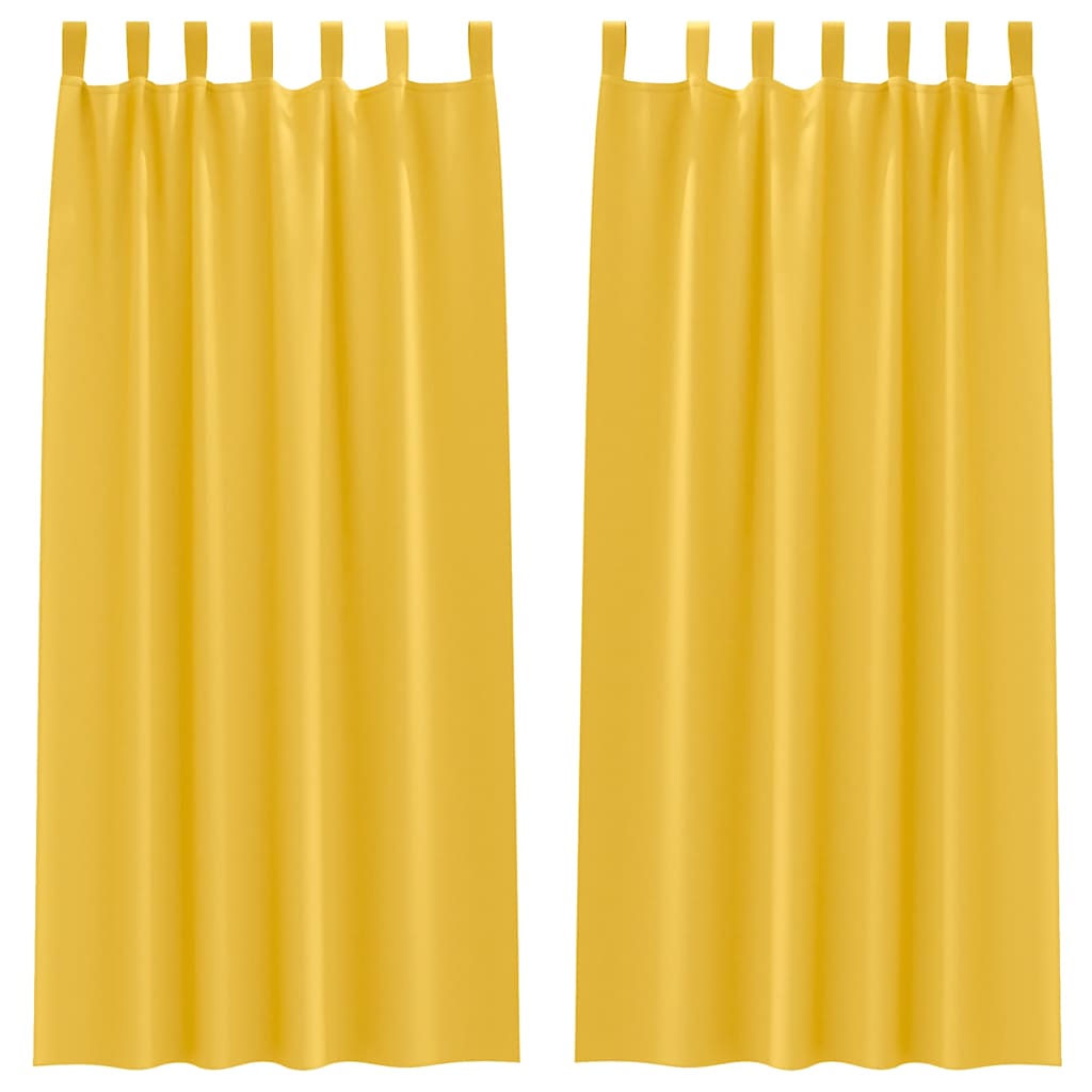 Fekete Függöny Gyűrűkkel 2 pcs Mustár sárga 245 x 140 cm