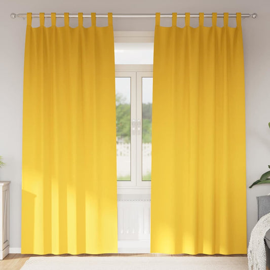 Fekete Függöny Gyűrűkkel 2 pcs Mustár sárga 260 x 140 cm