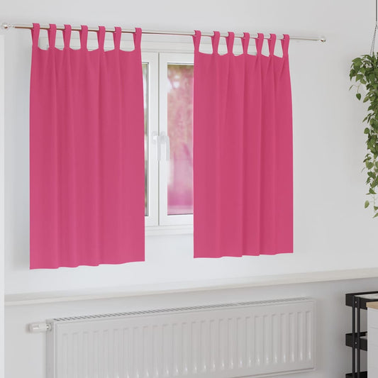 Fekete Függöny Gyűrűkkel 2 pcs Élénk rózsaszín 140 x 140 cm