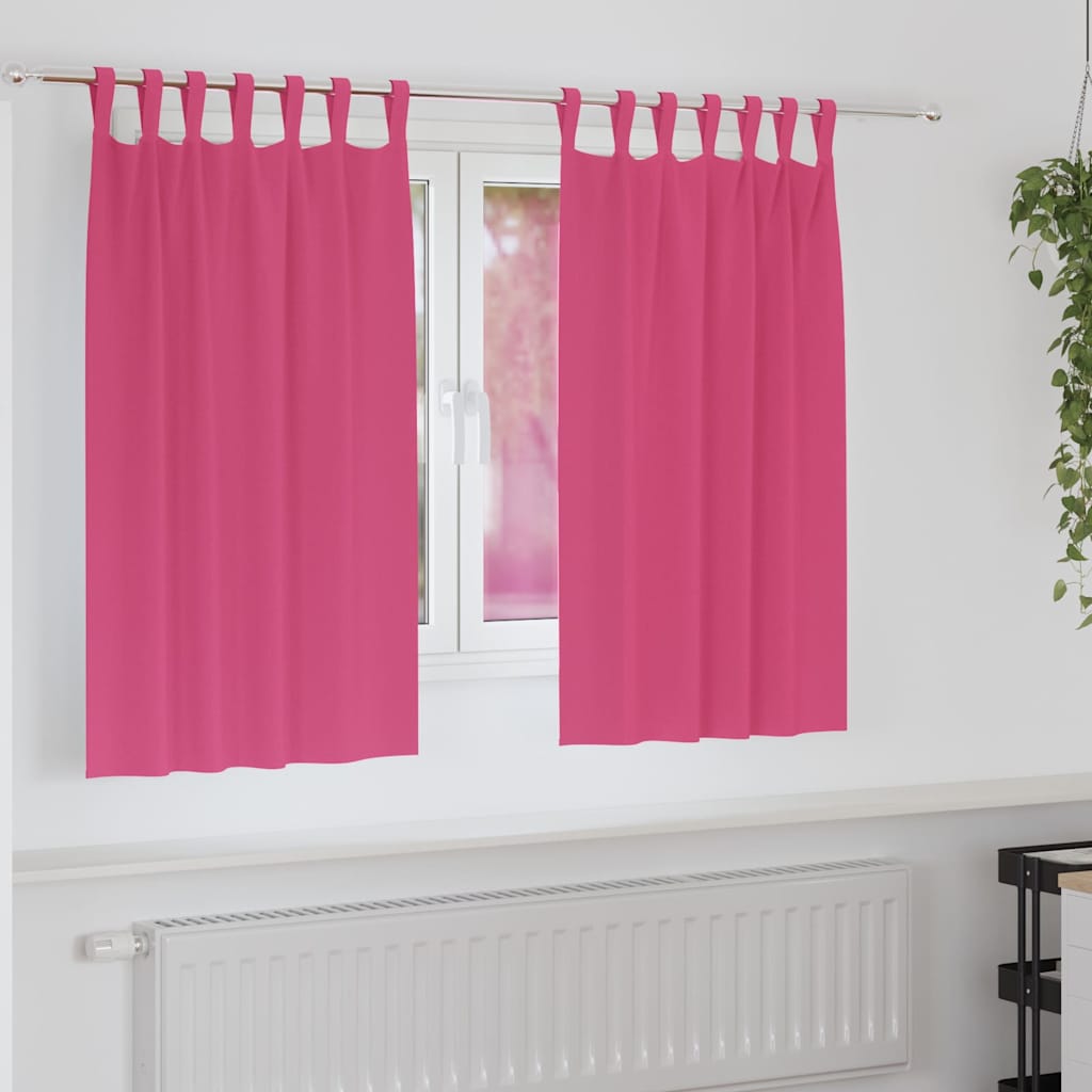 Fekete Függöny Gyűrűkkel 2 pcs Élénk rózsaszín 140 x 140 cm