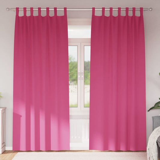Fekete Függöny Gyűrűkkel 2 pcs Élénk rózsaszín 225 x 140 cm