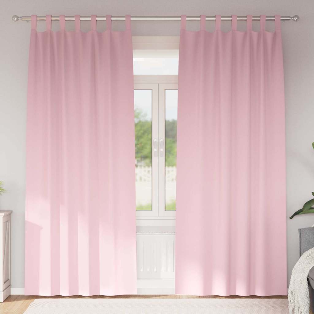Fekete Függöny Gyűrűkkel 2 pcs Babarózsaszín 260 x 140 cm