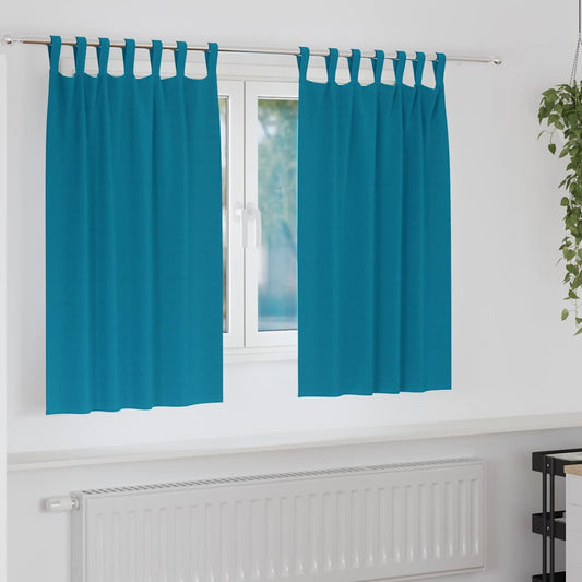 Fekete Függöny Gyűrűkkel 2 pcs Türkiz 140 x 140 cm Poliészter