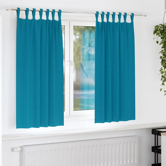 Fekete Függöny Gyűrűkkel 2 pcs Türkiz 175 x 140 cm Poliészter