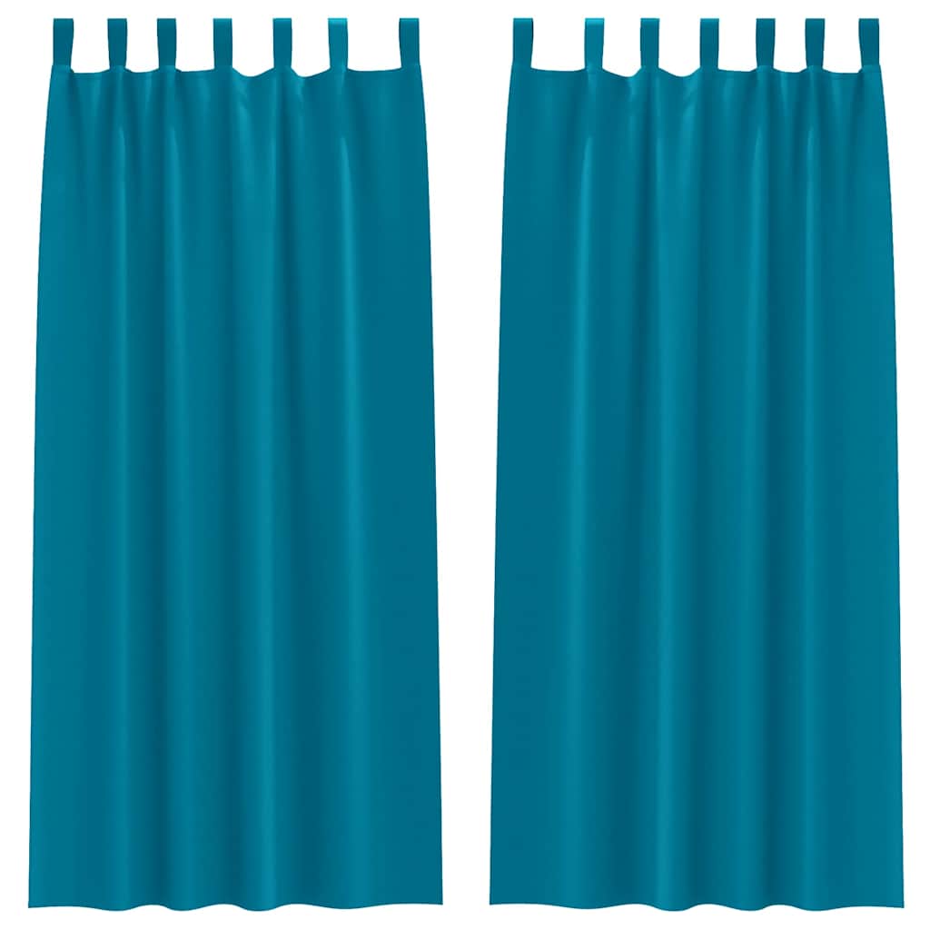Fekete Függöny Gyűrűkkel 2 pcs Türkiz 260 x 140 cm Poliészter