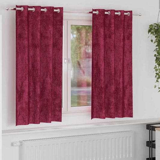 Bársonyfüggönyök függönyökkel 2 pcs Bordó 175 x 140 cm Bársony
