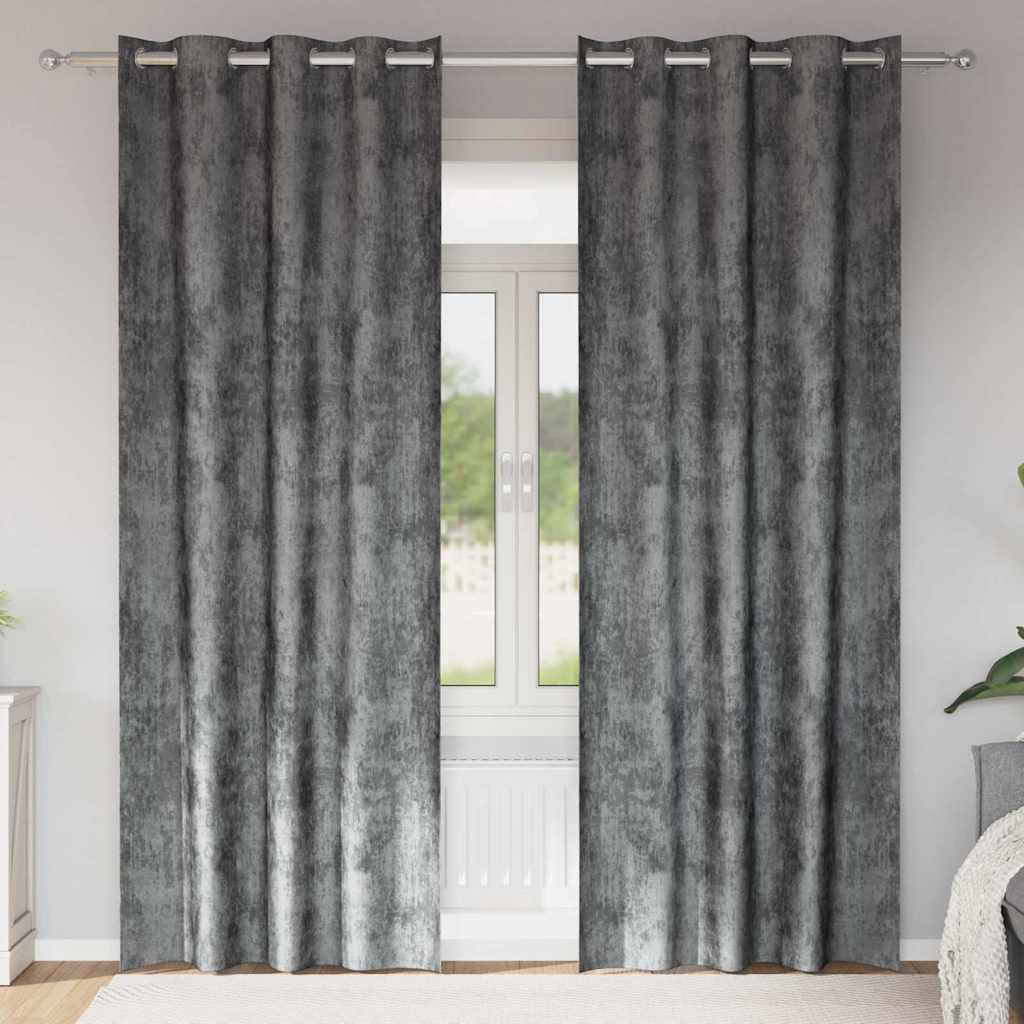Bársonyfüggönyök 2 db Szürke 260 x 140 cm Bársony