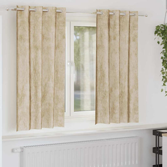 Bársonyfüggönyök függönyökkel 2 pcs Krém 175 x 140 cm Bársony