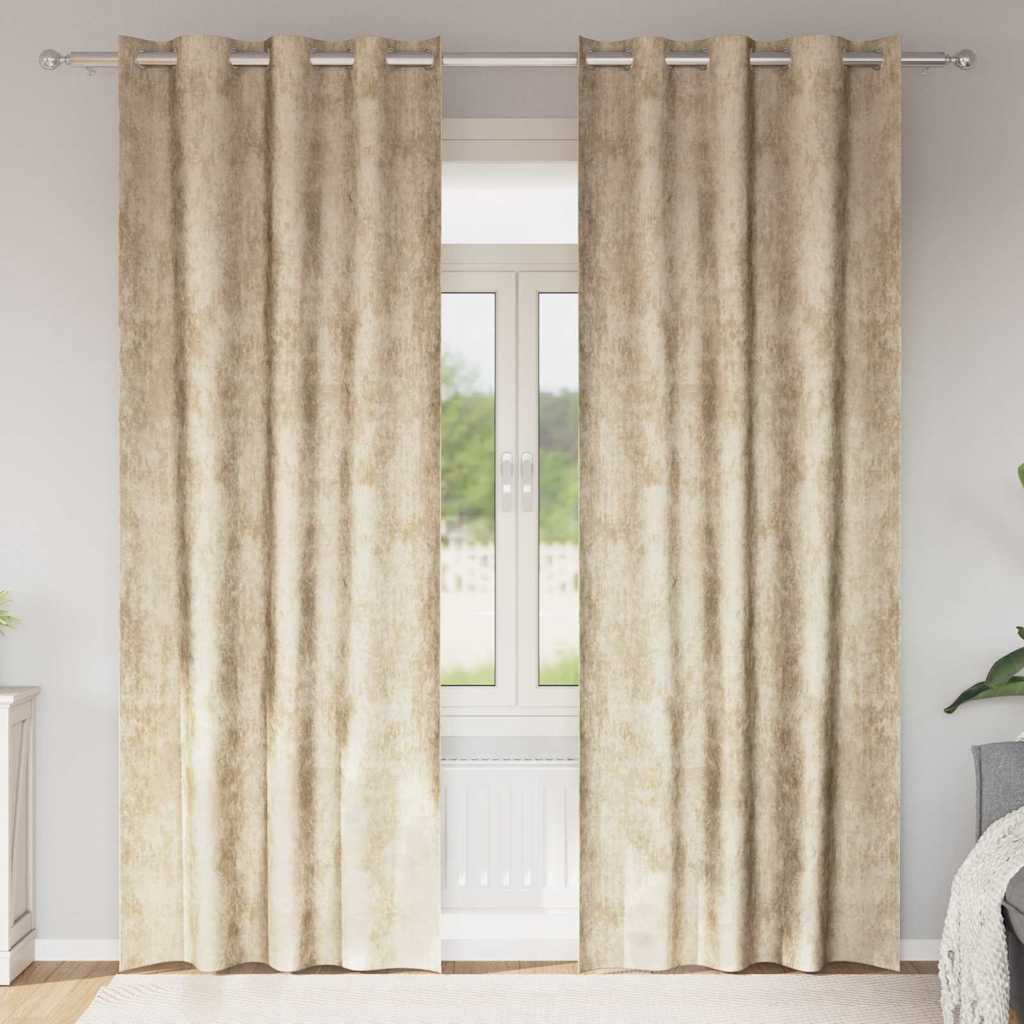 Bársonyfüggönyök 2 db Krém 225 x 140 cm Bársony