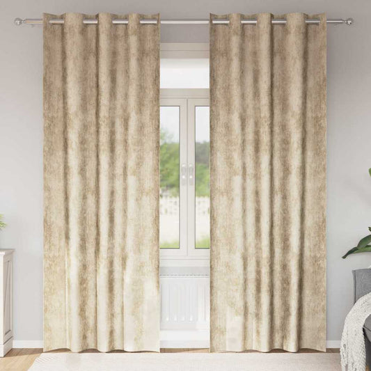 Bársonyfüggönyök függönyökkel 2 pcs Krém 260 x 140 cm Bársony