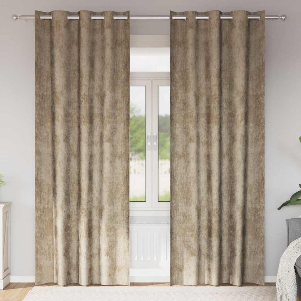 Bársonyfüggönyök 2 db pezsgőszín 245 x 140 cm Bársony