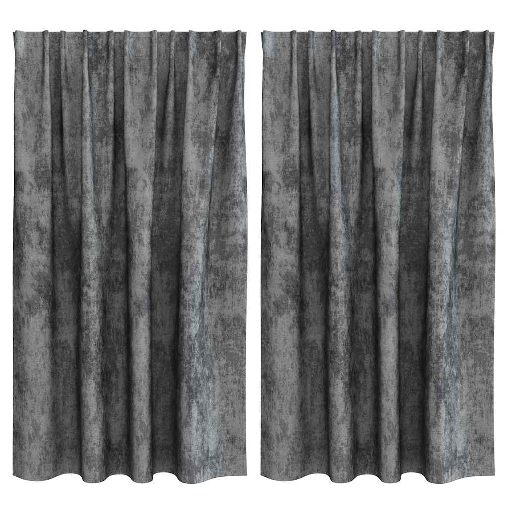 Bársonyfüggönyök függönyökkel 2 pcs Szürke 140 x 140 cm Bársony