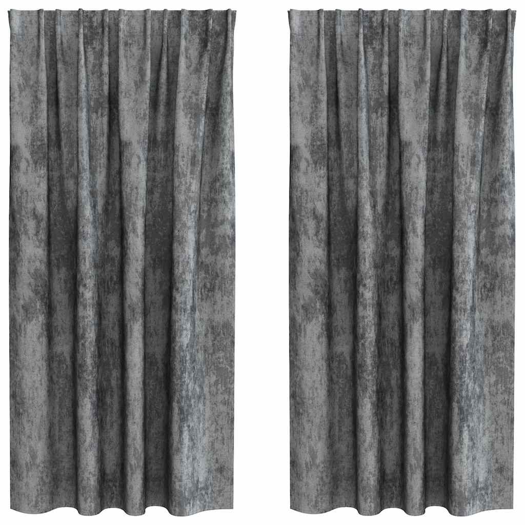 Bársonyfüggönyök függönyökkel 2 pcs Szürke 175 x 140 cm Bársony