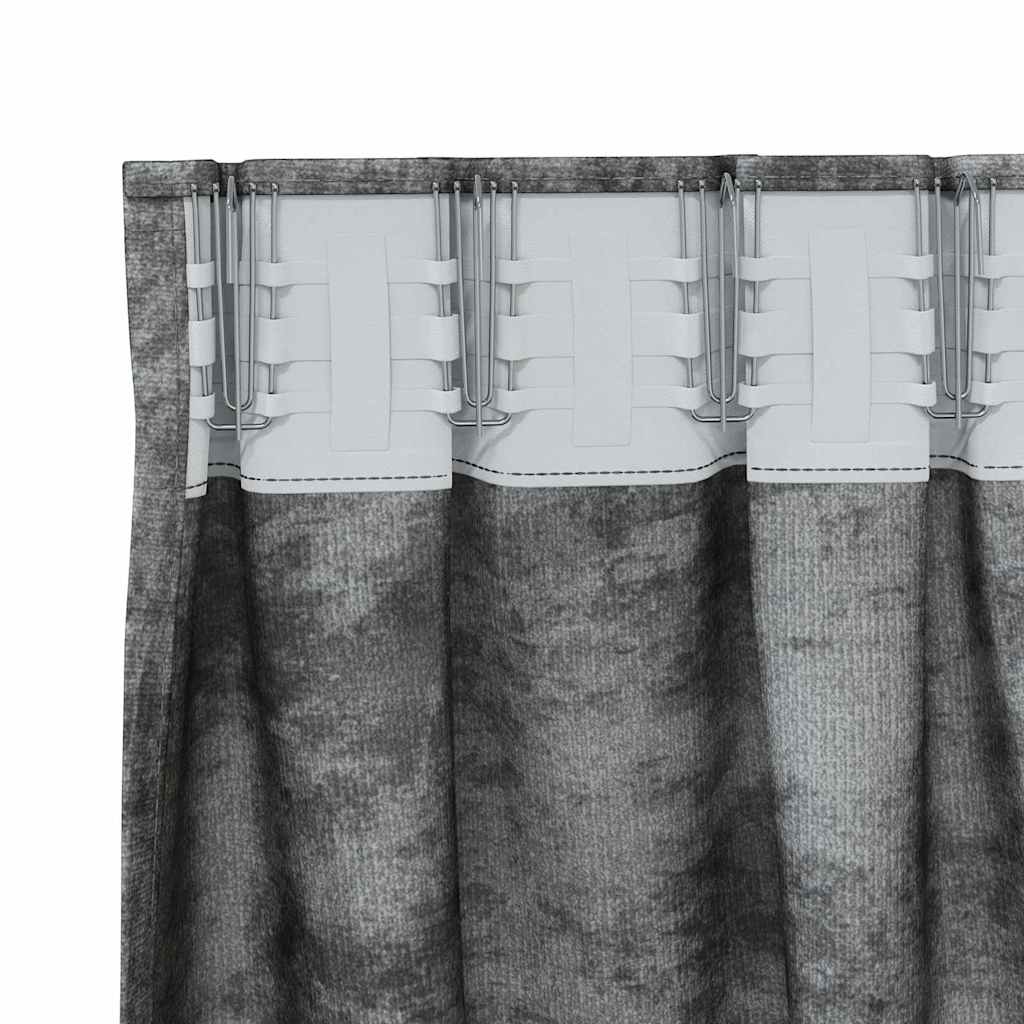 Bársonyfüggönyök függönyökkel 2 pcs Szürke 225 x 140 cm Bársony