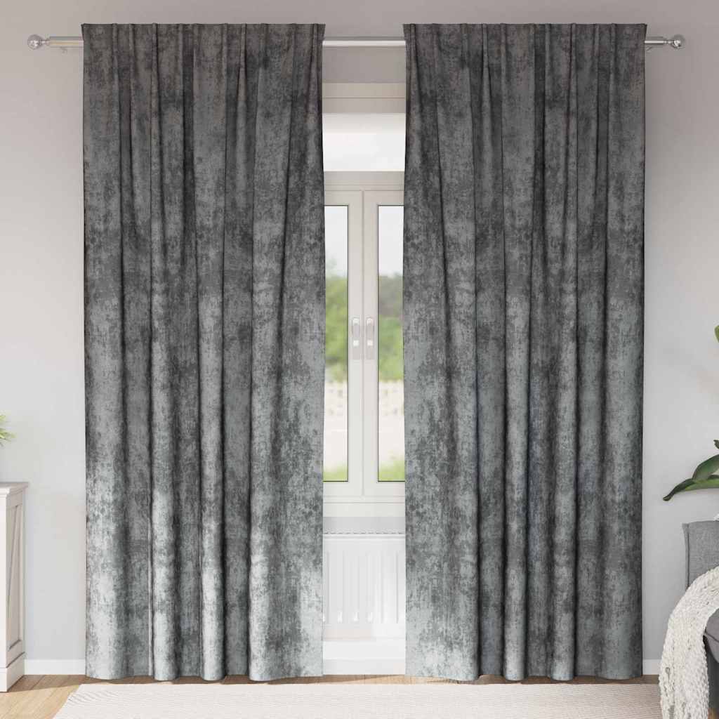 Bársonyfüggönyök függönyökkel 2 pcs Szürke 225 x 140 cm Bársony