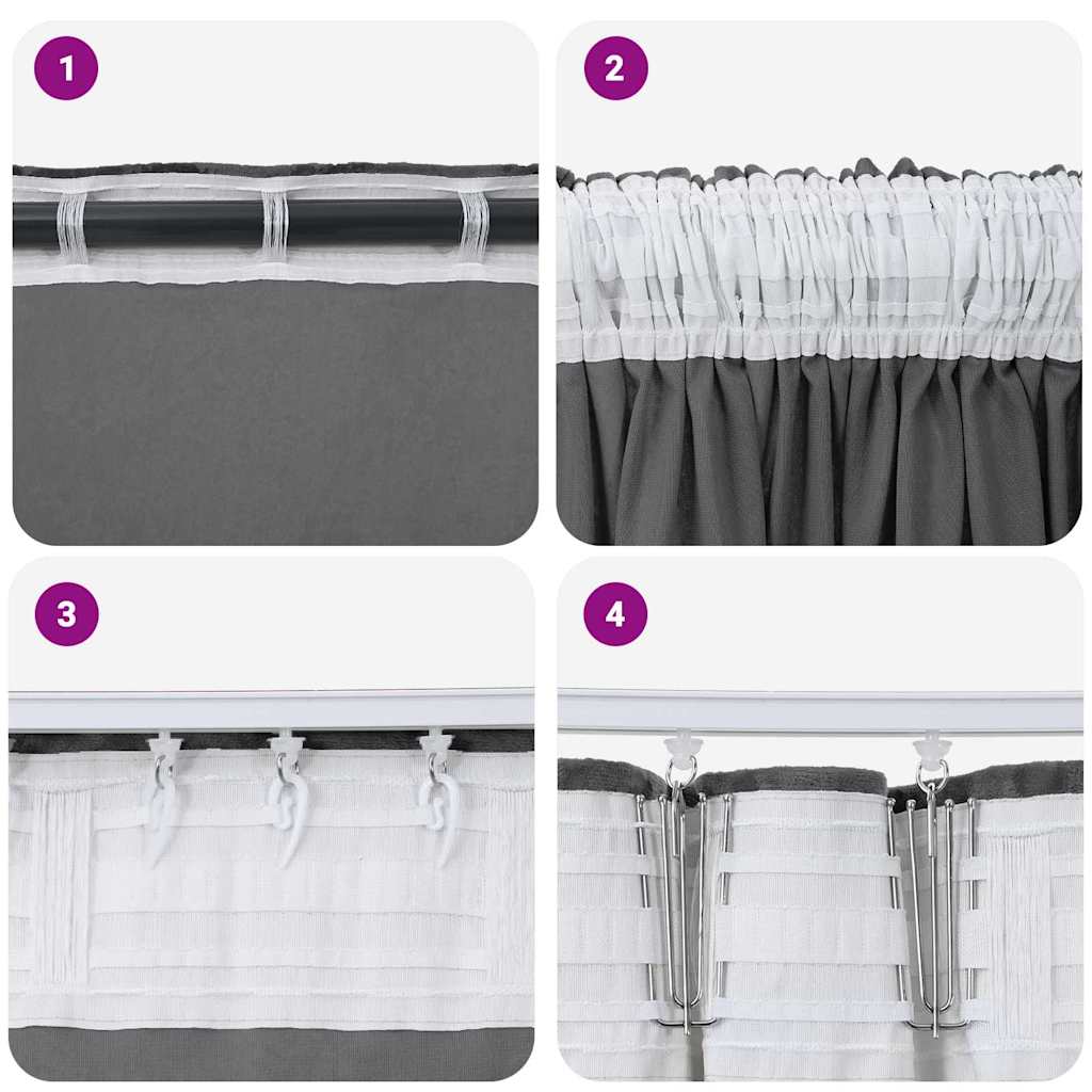 Bársonyfüggönyök függönyökkel 2 pcs Szürke 245 x 140 cm Bársony
