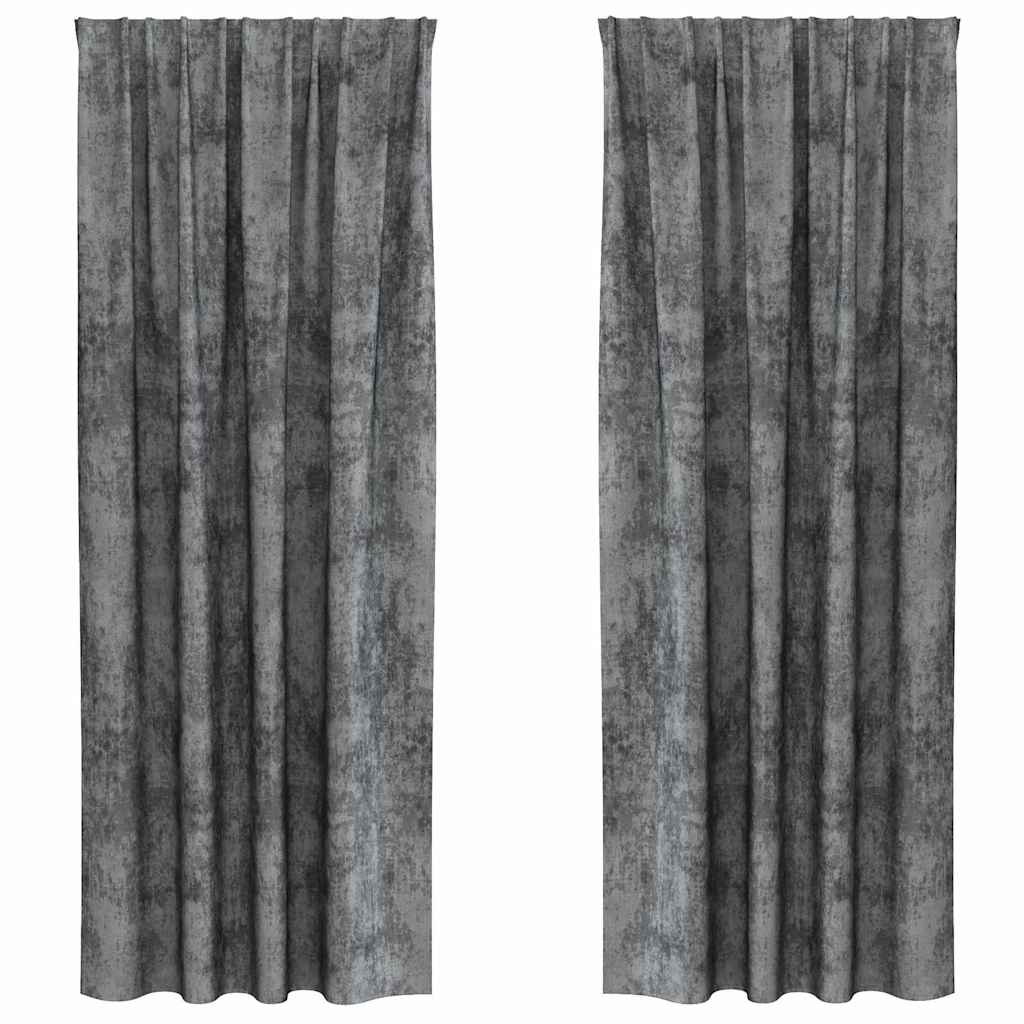 Bársonyfüggönyök függönyökkel 2 pcs Szürke 245 x 140 cm Bársony
