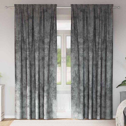 Bársonyfüggönyök függönyökkel 2 pcs Szürke 260 x 140 cm Bársony