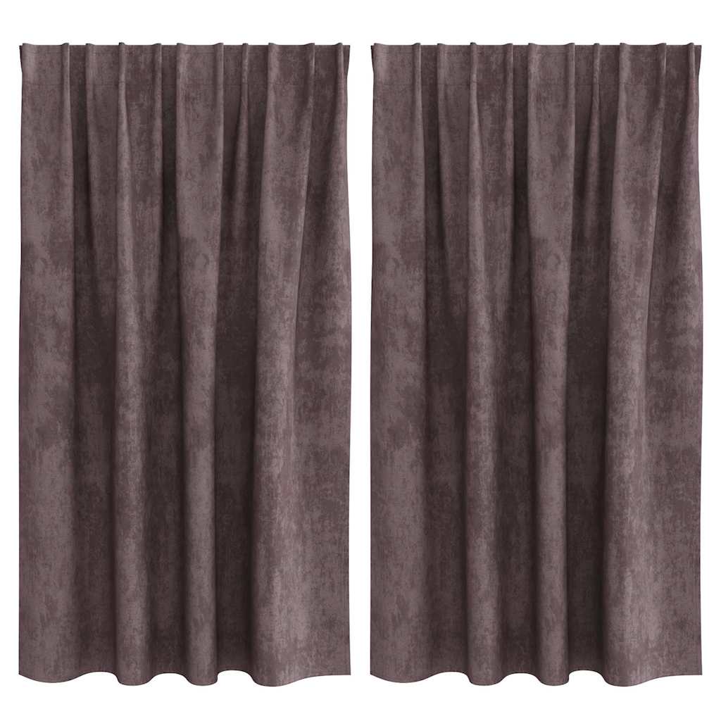 Bársonyfüggönyök függönyökkel 2 pcs Barna 140 x 140 cm Bársony