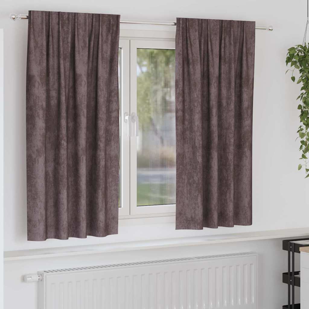 Bársonyfüggönyök függönyökkel 2 pcs Barna 175 x 140 cm Bársony