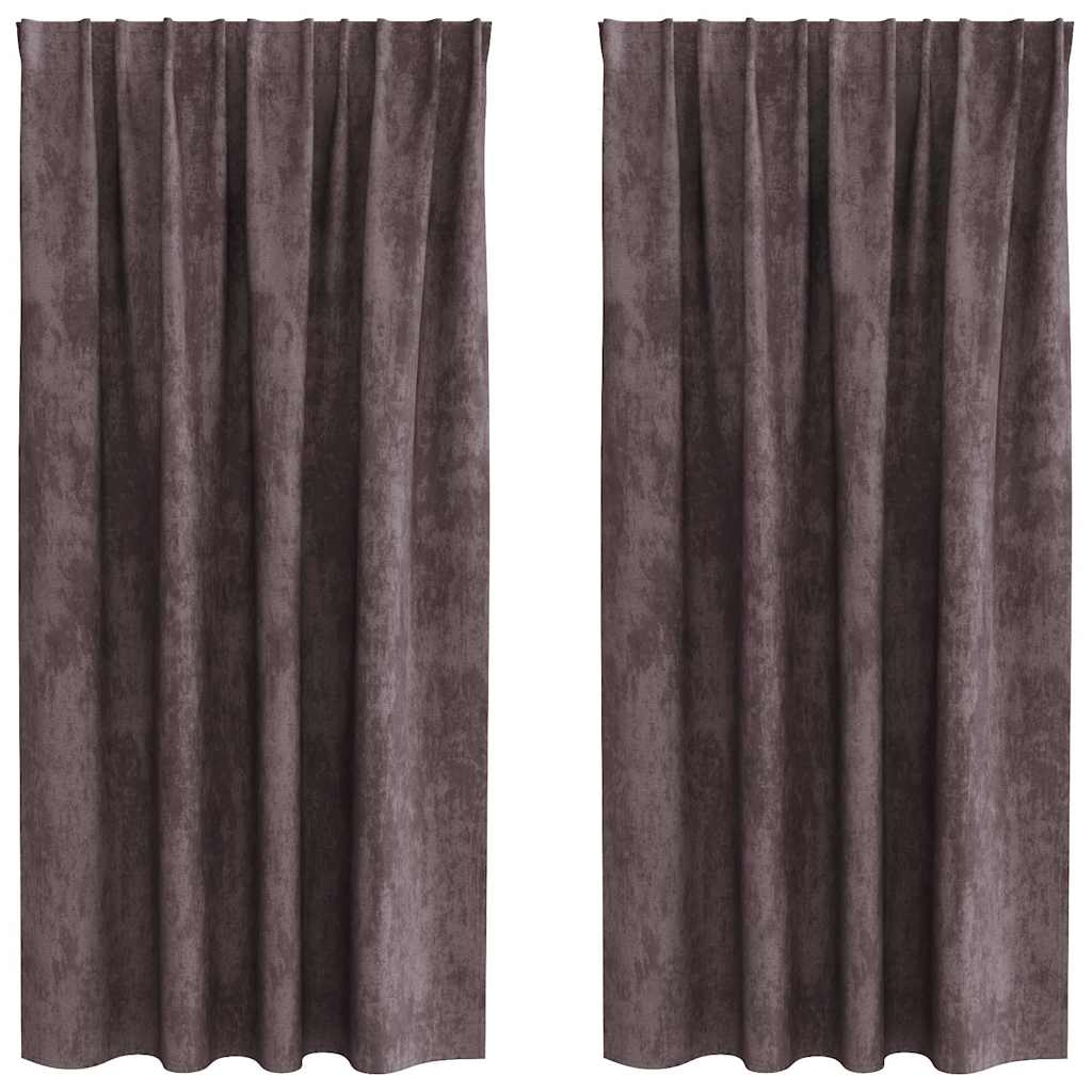 Bársonyfüggönyök függönyökkel 2 pcs Barna 175 x 140 cm Bársony