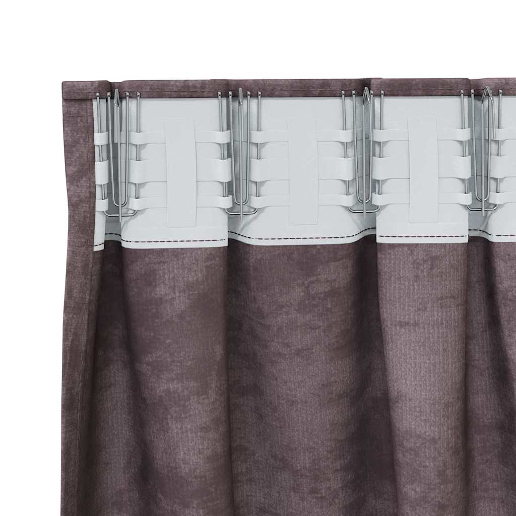 Bársonyfüggönyök függönyökkel 2 pcs Barna 225 x 140 cm Bársony