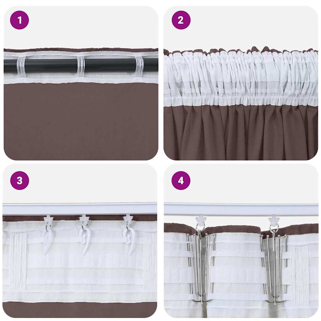Bársonyfüggönyök függönyökkel 2 pcs Barna 225 x 140 cm Bársony