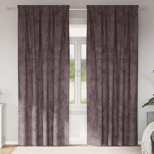 Bársonyfüggönyök függönyökkel 2 pcs Barna 225 x 140 cm Bársony