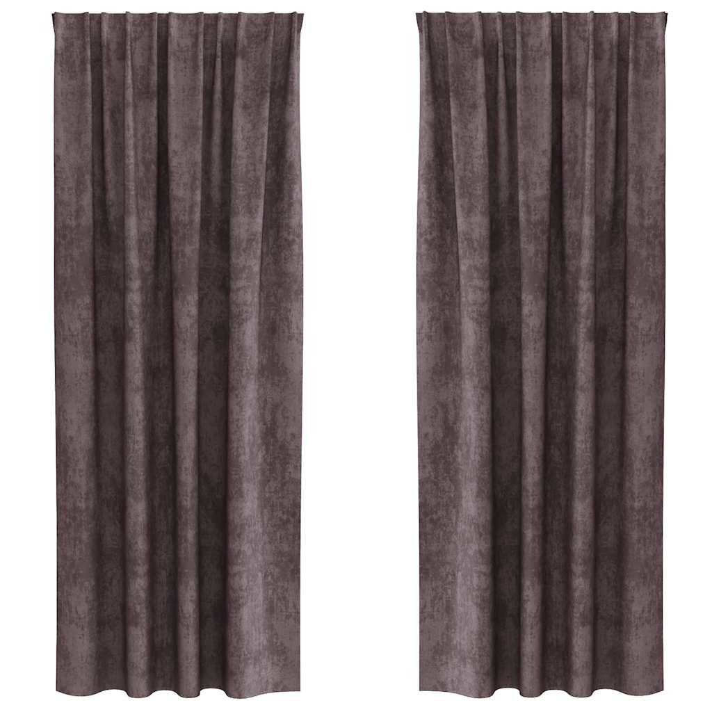Bársonyfüggönyök függönyökkel 2 pcs Barna 225 x 140 cm Bársony