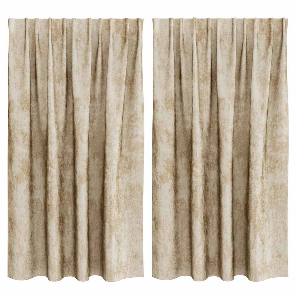 Bársonyfüggönyök függönyökkel 2 pcs Krém 140 x 140 cm Bársony