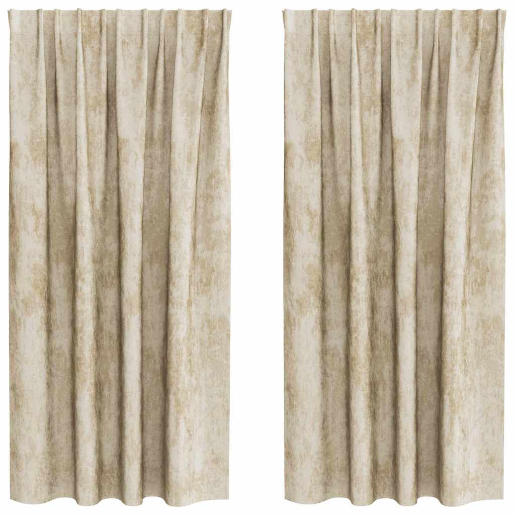 Bársonyfüggönyök függönyökkel 2 pcs Krém 175 x 140 cm Bársony