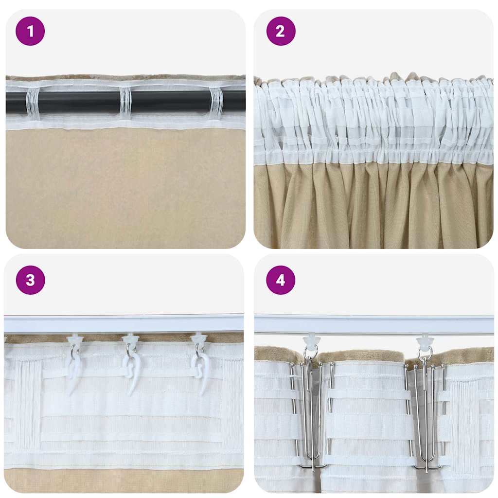 Bársonyfüggönyök függönyökkel 2 pcs Krém 225 x 140 cm Bársony