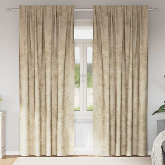 Bársonyfüggönyök függönyökkel 2 pcs Krém 245 x 140 cm Bársony