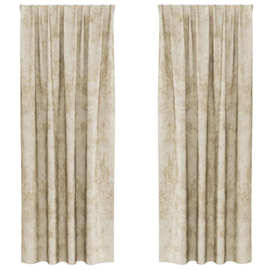 Bársonyfüggönyök függönyökkel 2 pcs Krém 260 x 140 cm Bársony