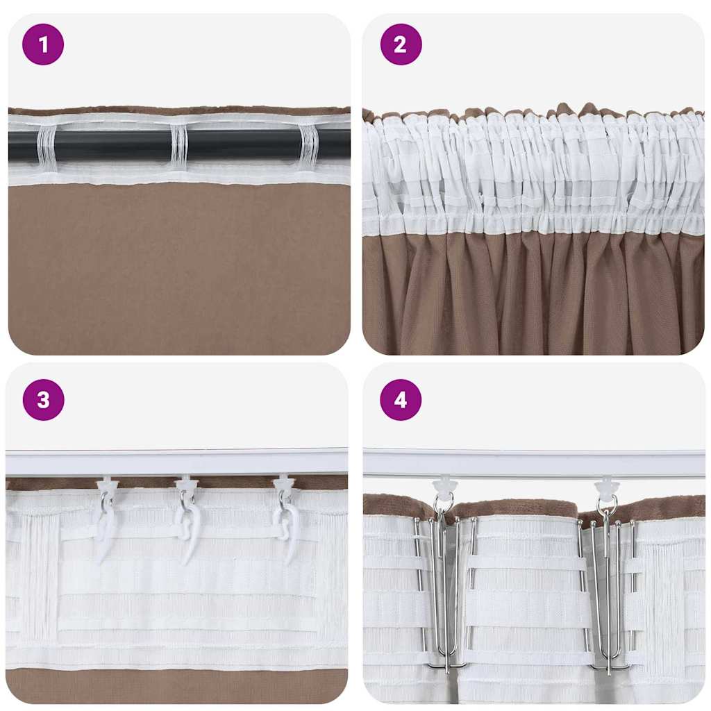 Bársonyfüggönyök 2 pcs Cappuccino 260 x 140 cm Bársony
