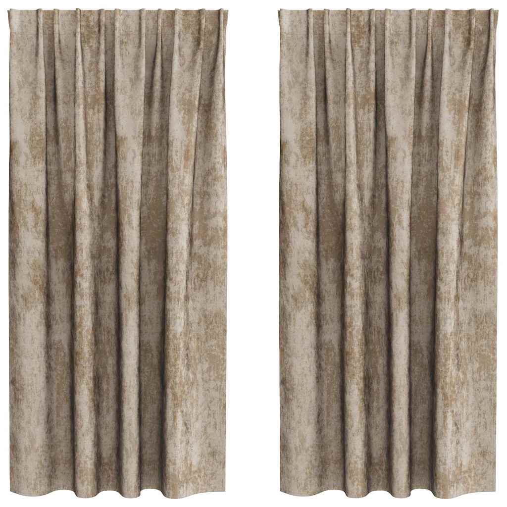 Bársonyfüggönyök 2 pcs pezsgőszín 175 x 140 cm Bársony