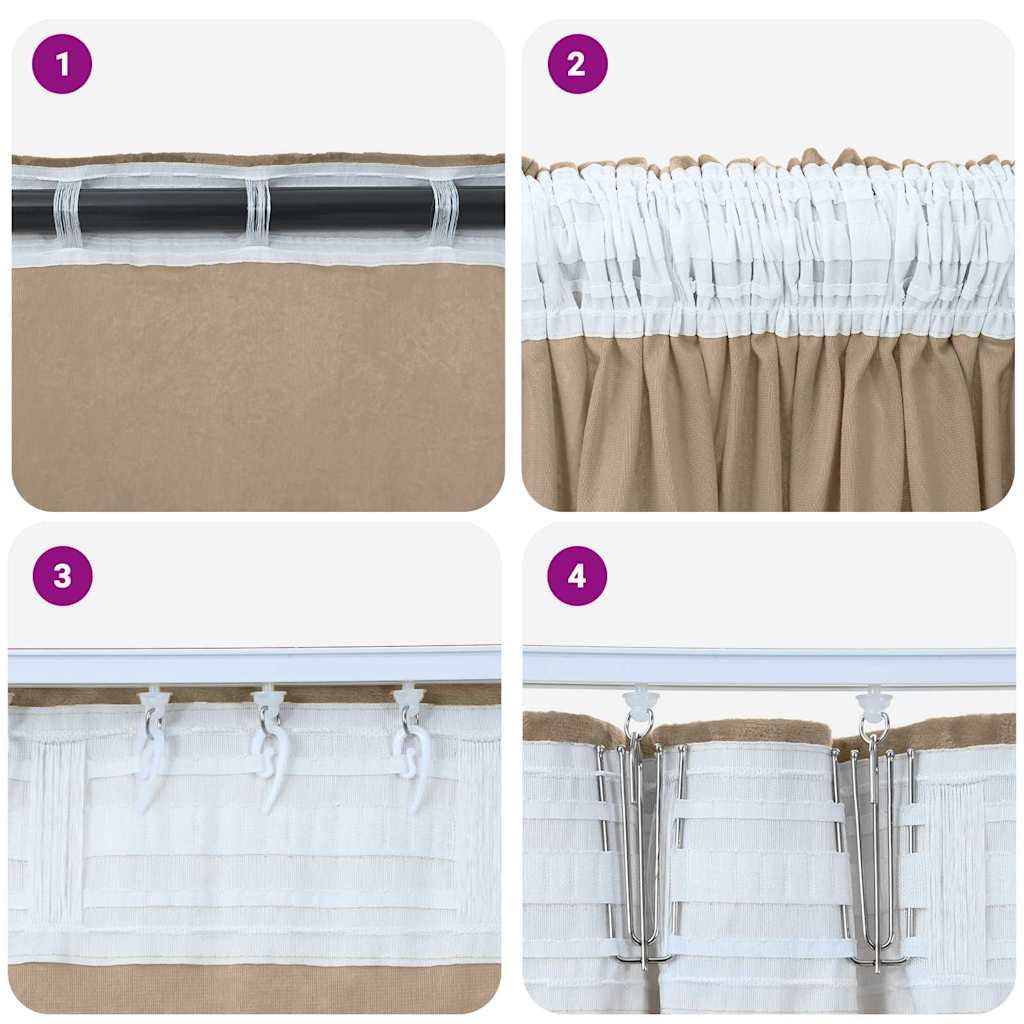 Bársonyfüggönyök 2 pcs pezsgőszín 260 x 140 cm Bársony