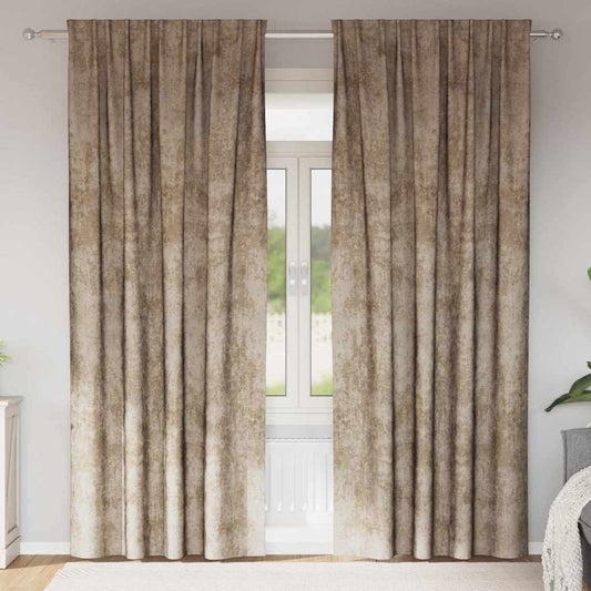 Bársonyfüggönyök 2 pcs pezsgőszín 260 x 140 cm Bársony