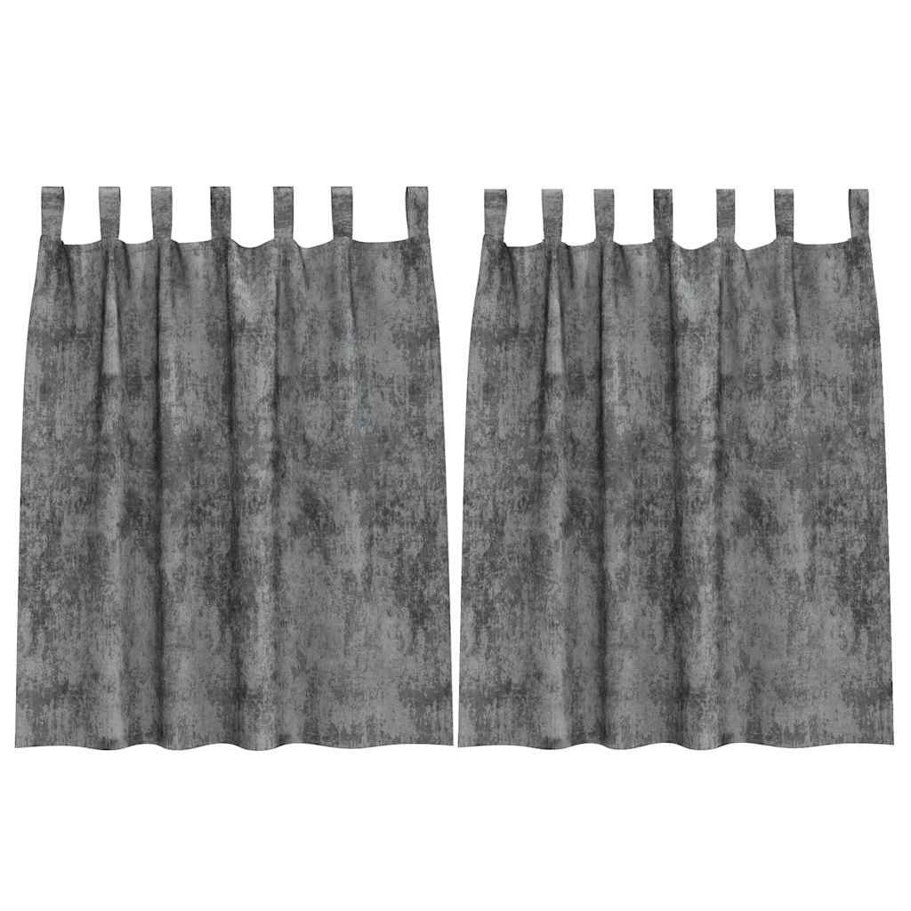 Bársonyfüggönyök függönyökkel 2 pcs Szürke 140 x 140 cm Bársony