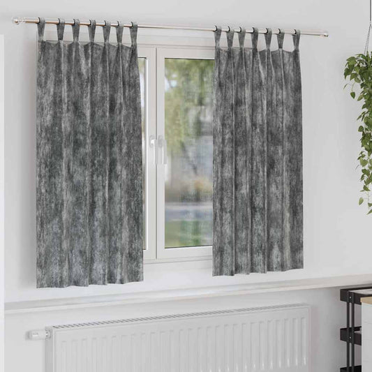 Bársonyfüggönyök függönyökkel 2 pcs Szürke 175 x 140 cm Bársony