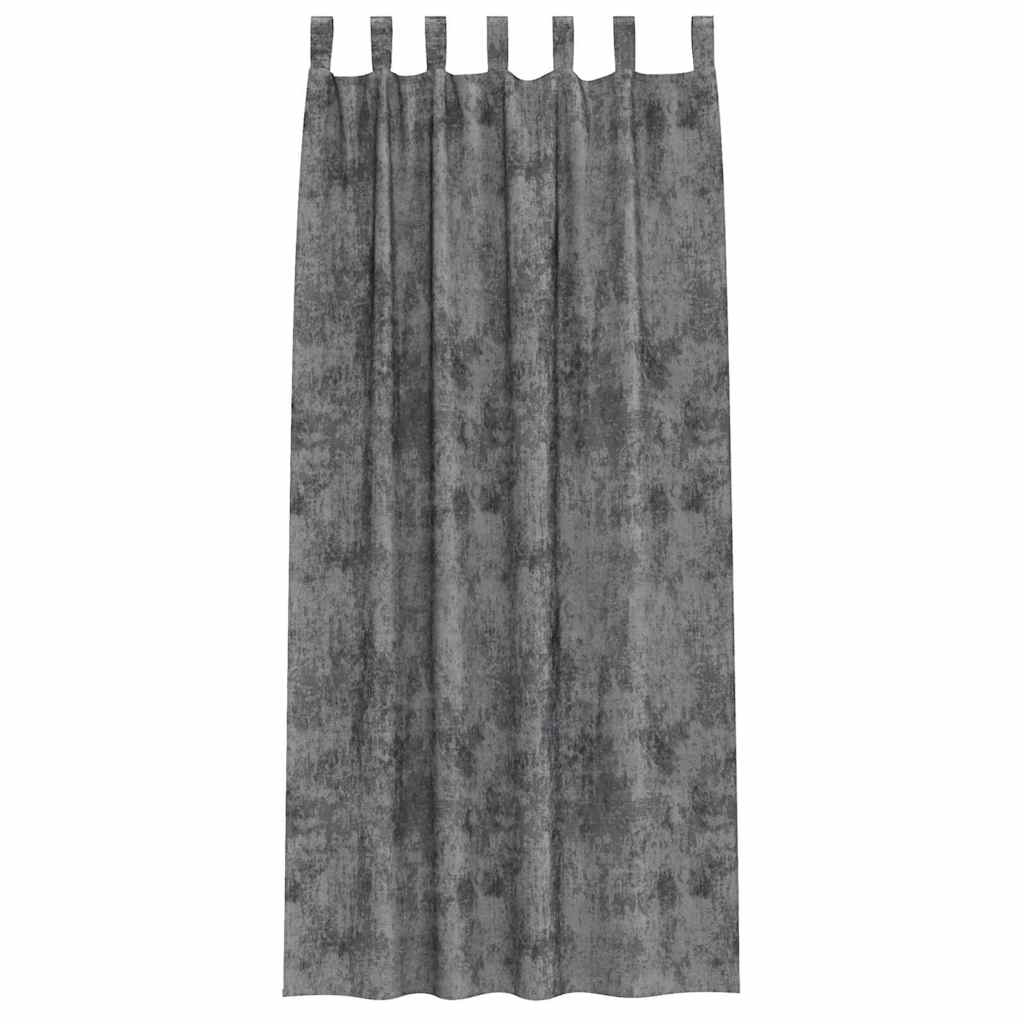 Bársonyfüggönyök függönyökkel 2 pcs Szürke 225 x 140 cm Bársony