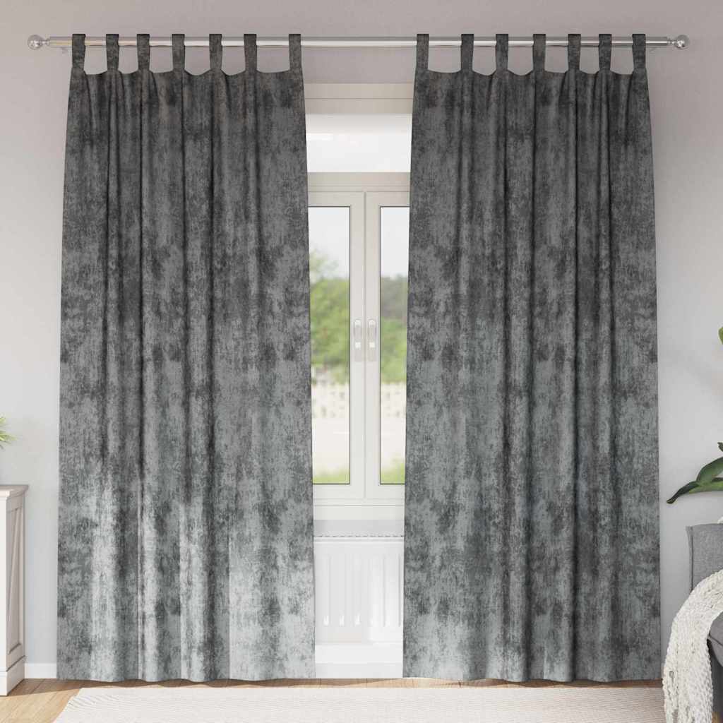 Bársonyfüggönyök függönyökkel 2 pcs Szürke 245 x 140 cm Bársony