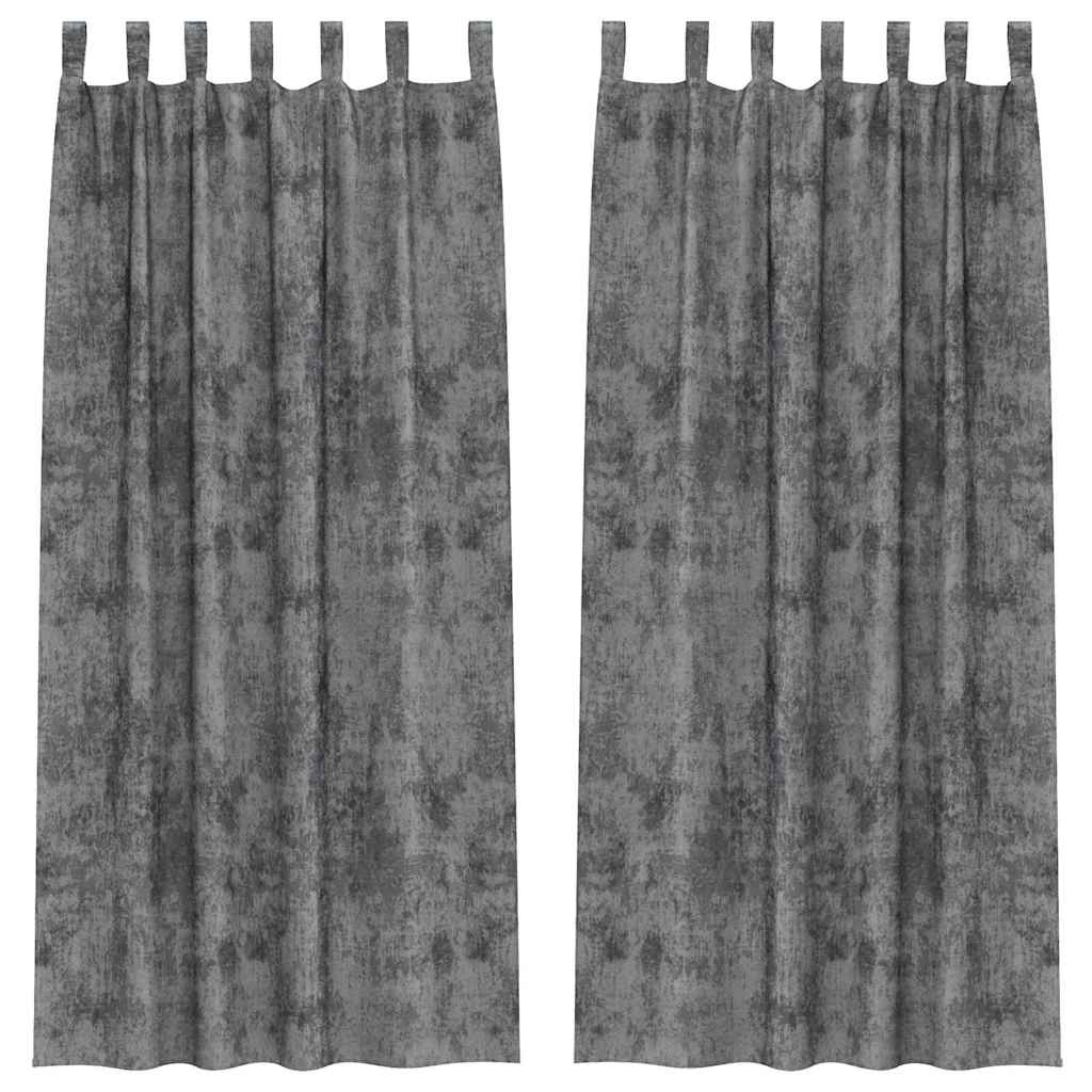 Bársonyfüggönyök függönyökkel 2 pcs Szürke 245 x 140 cm Bársony