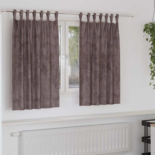 Bársonyfüggönyök függönyökkel 2 pcs Barna 140 x 140 cm Bársony