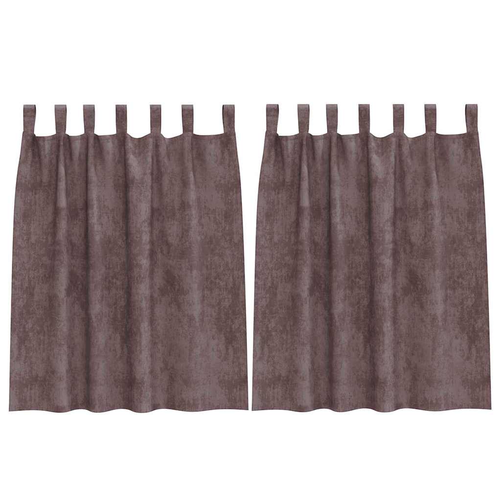 Bársonyfüggönyök függönyökkel 2 pcs Barna 140 x 140 cm Bársony