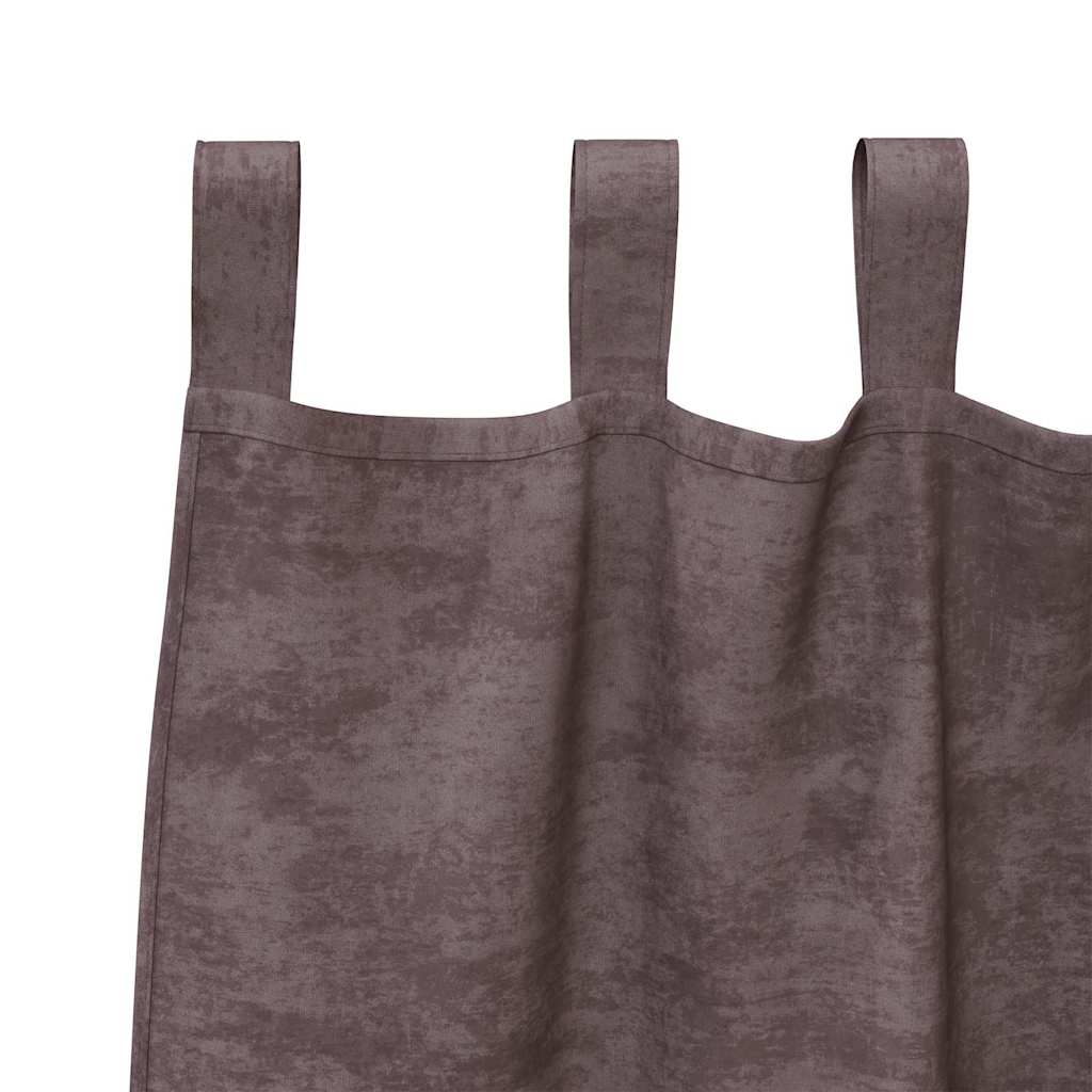 Bársonyfüggönyök függönyökkel 2 pcs Barna 175 x 140 cm Bársony